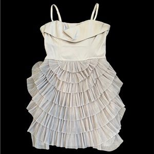 BCBGMaxAzria taupe hazelnut cocktail dress tulle shirt womens 10 Mermaidcore